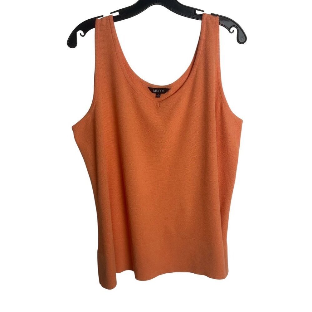 Misook Textured Knit Sleeveless Sweater Tank Top Women’s Size L Orange